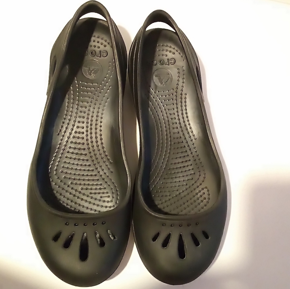 Crocs Mary Jane style sling back, black, women's, size 7w, great used co…